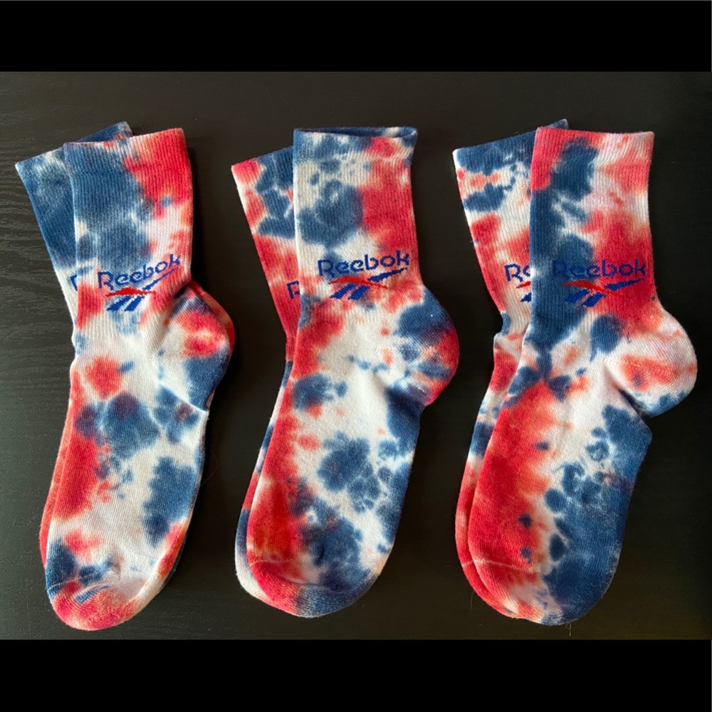 New Reebok Crew Socks - Custom Tie Dye 3pk